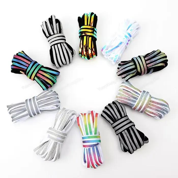 Lacets élastiques ronds pour chaussures, arc-en-ciel, blanc, noir, baskets, 100, 120, 140cm, 1 paire