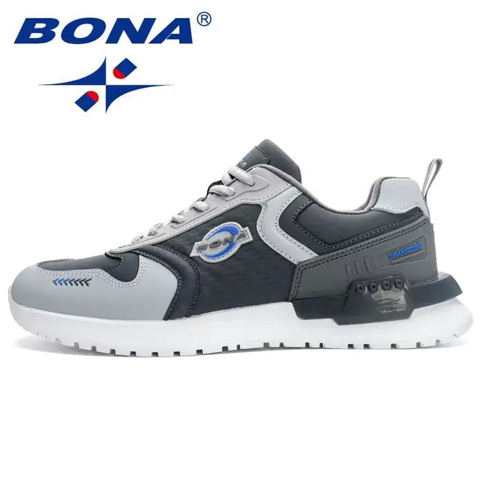 BONA-Chaussures Plates de Loisirs pour Homme, Baskets Respirantes à Lacets, Confortables et Décontra