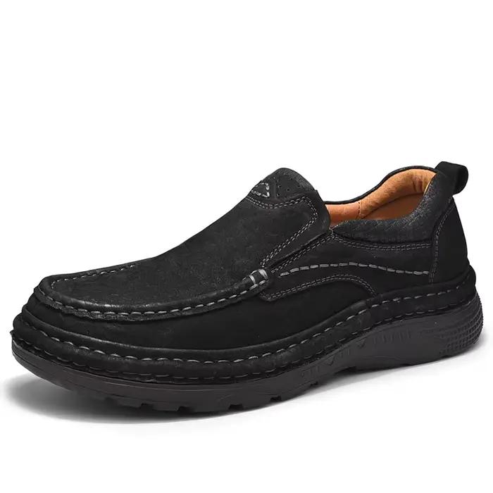 Chaussures décontractées en cuir véritable pour hommes, mocassins antidérapants en caoutchouc, chaus