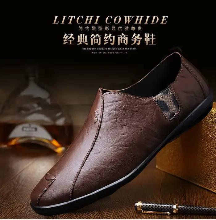 Soldes de printemps : Chaussures décontractées en cuir pour hommes, style britannique, à enfiler, ta