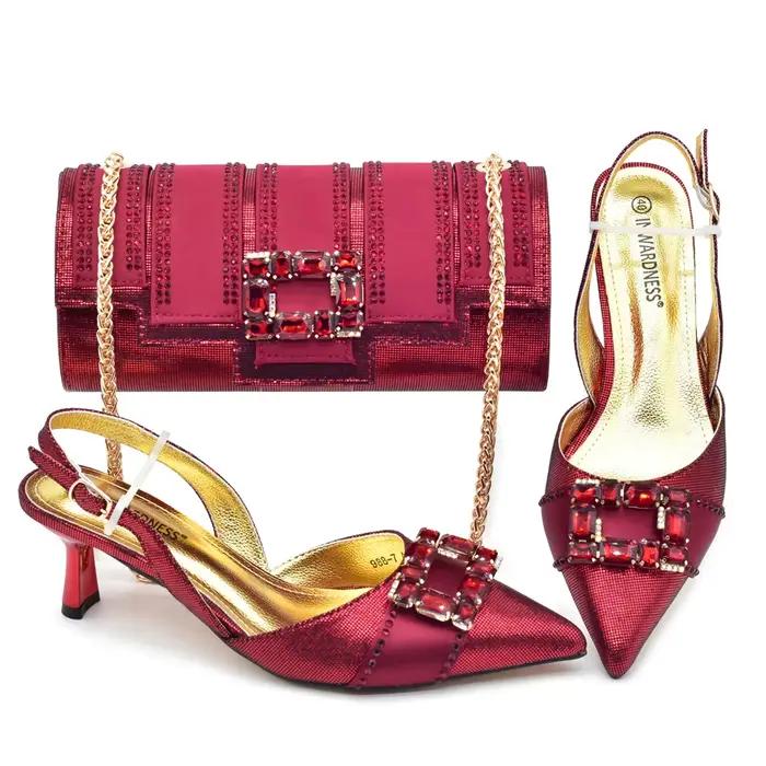 Doershow nouveauté chaussures de mariage africaines et ensemble de sacs couleur or chaussures italie