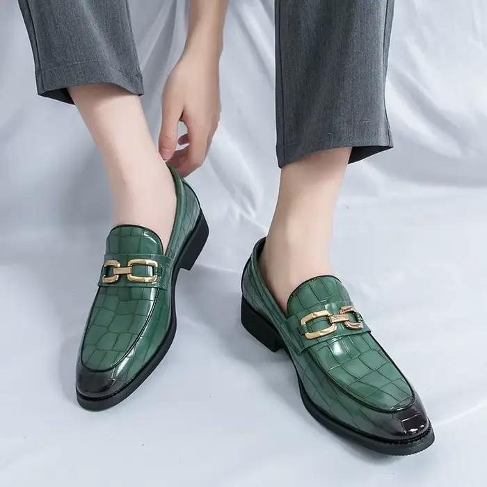 Mocassins floraux en cuir de grande taille pour hommes, chaussures pointues, mocassins à carreaux pr