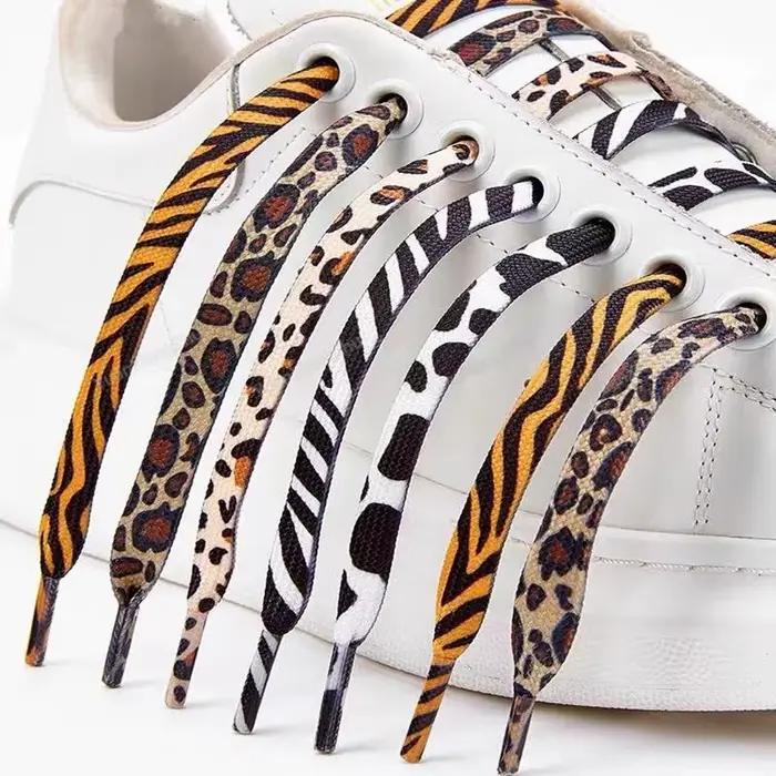Lacets plats pour chaussures, 1 paire, pour baskets AF1/AJ, imprimé tigre/serpent/léopard, 120/140/1