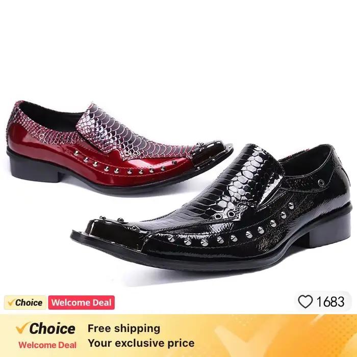 Chaussures en cuir brillant noir pour hommes, costume d'affaires d'été, chaussures de mariage pointu