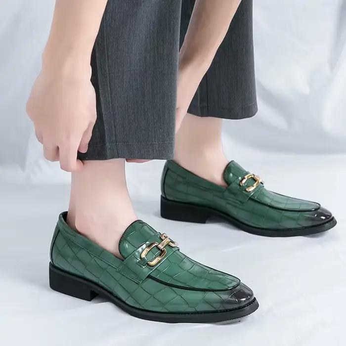 Mocassins floraux en cuir de grande taille pour hommes, chaussures pointues, mocassins à carreaux pr