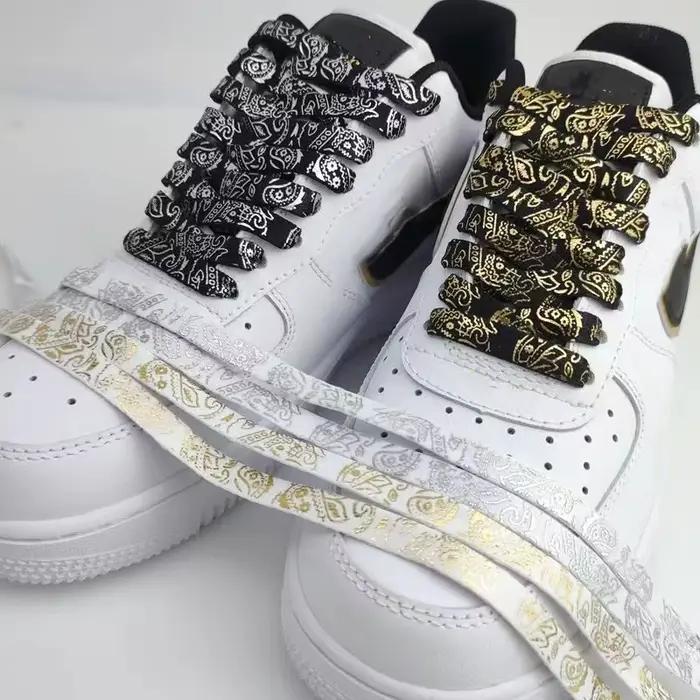 Dorure lacets de chaussures plats lacets de fleur de cajou pour baskets peint à la main sport décont