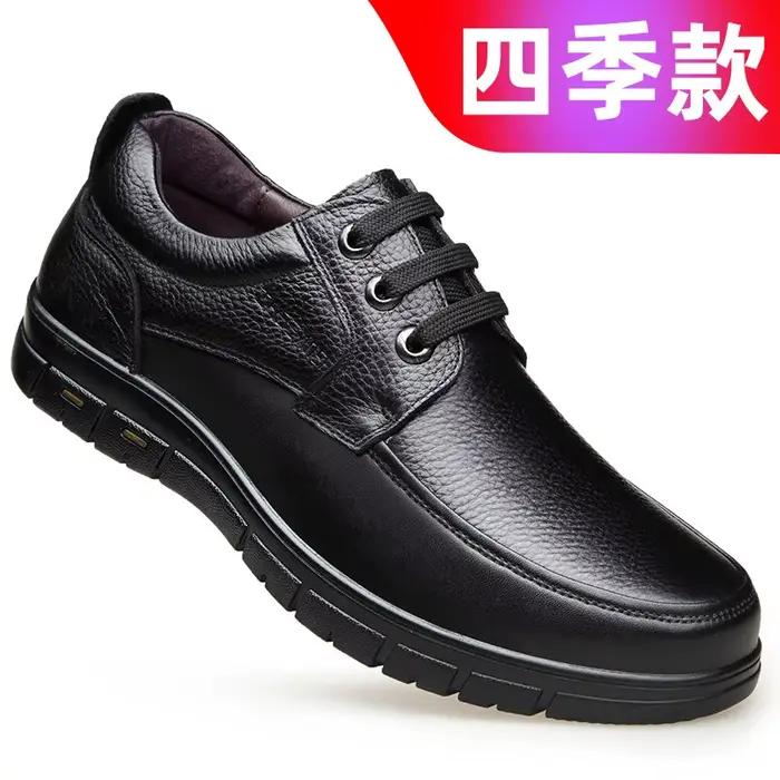 Chaussures décontractées en cuir véritable pour hommes, chaussures de marche à semelle souple, mocas