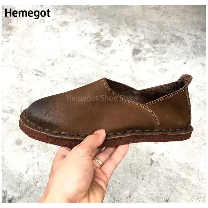 Chaussures en cuir respirantes à l'offre elles souples pour hommes, mocassins vintage faits à la mai