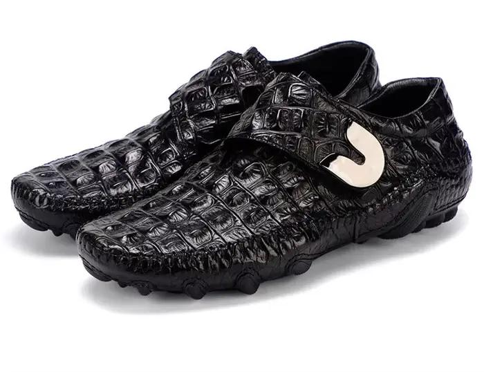 Chaussures de conduite de luxe en cuir véritable pour homme, mocassins en cuir de vache, motif Croco
