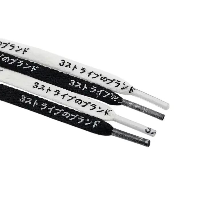 Coolstring 8mm japonais noir blanc lettre impression lacets avec impression pour coureur toile chaus