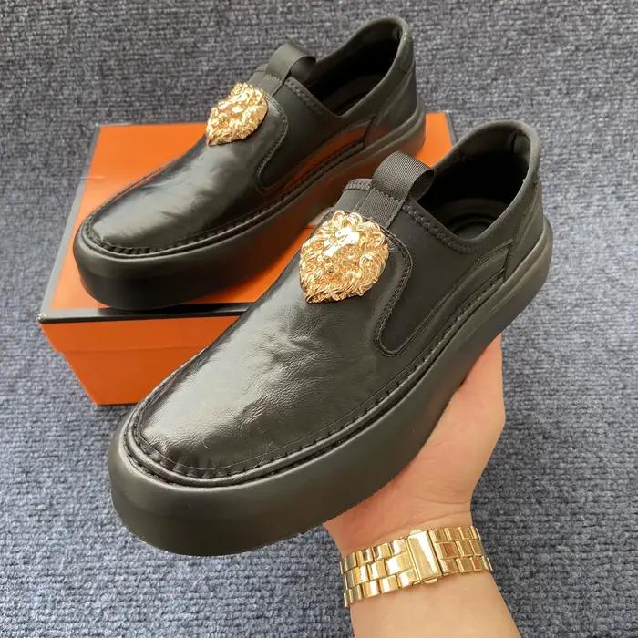 Chaussures mocassins noires de marque Lion Head pour homme, chaussures haut de gamme pour homme, cha