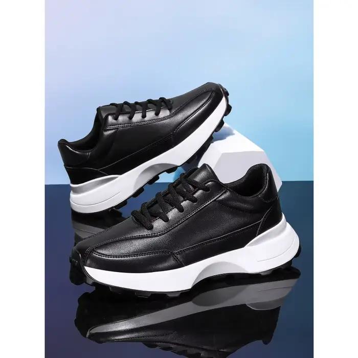 Nouvelles baskets épaisses pour hommes été 2026, noires et blanches, style plateforme, chaussures de