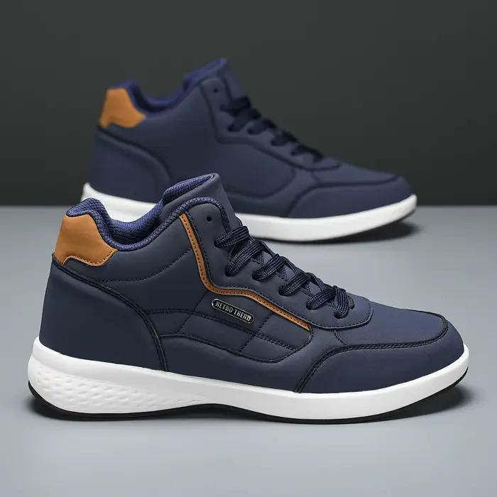 Nouvelles chaussures pour hommes, baskets en cuir à tige haute, imperméables, décontractées, confort