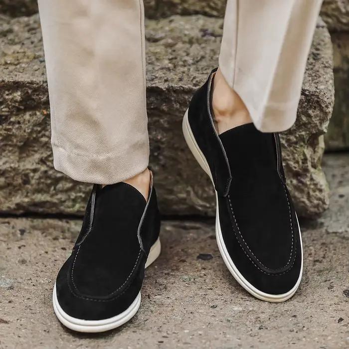 Mocassins taille moyenne pour hommes, chaussures bateau classiques à bout rond, légères, confortable