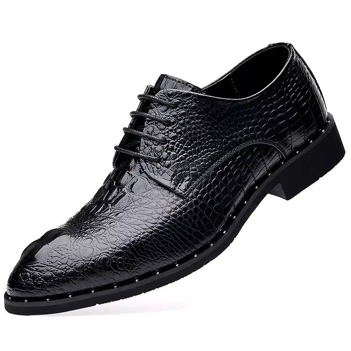 Chaussures habillées pour hommes d'affaires en cuir formel à lacets toutes saisons chaussures de mar