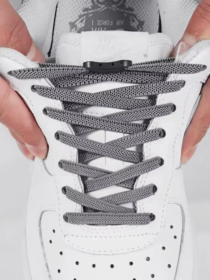 Lacets de chaussures élastiques à boucle sans cravate lacets de chaussures tissés plats sans attache