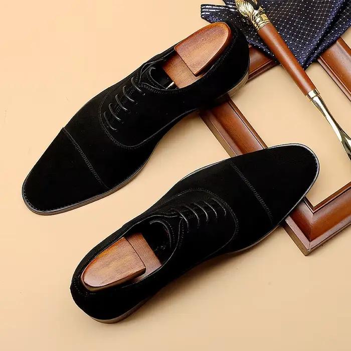 Chaussures Oxford en cuir véritable pour hommes, mocassin formel, chaussures provoqué en daim, décon