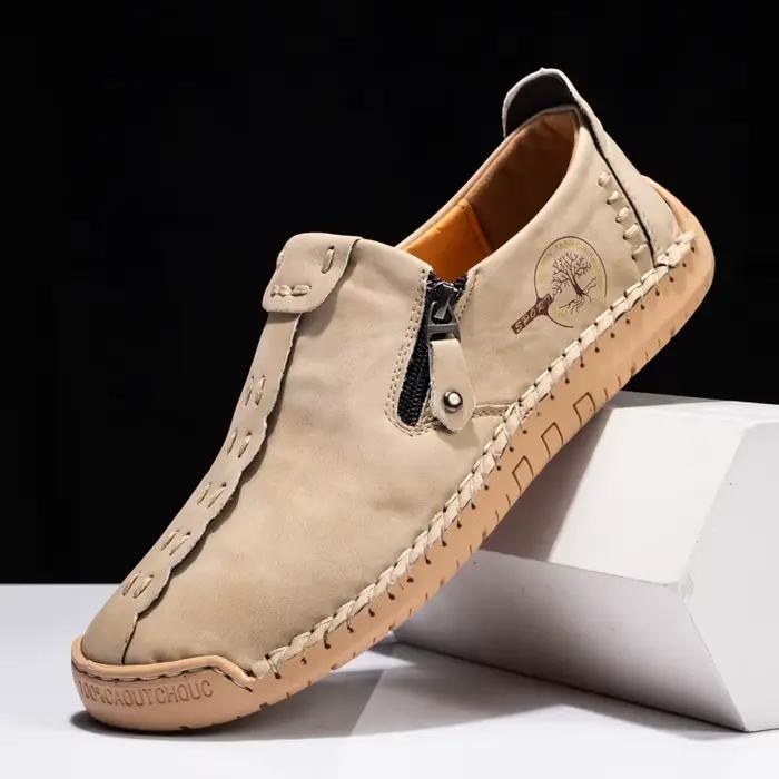 Mocassins en cuir pour hommes, chaussures à enfiler décontractées, respirantes, plates, grande taill