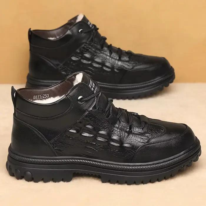 Baskets en cuir véritable imprimé Crocodile pour hommes, chaussures décontractées de luxe, mode brit