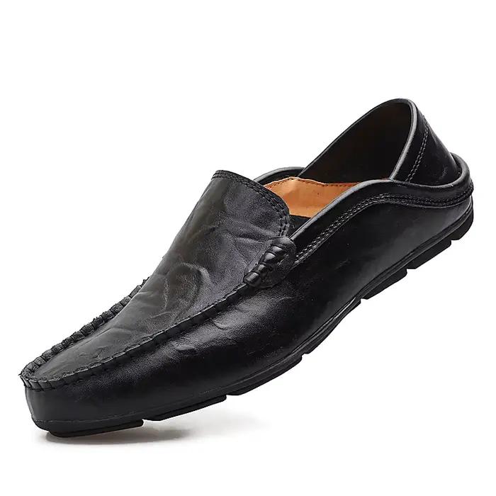 Mocassins en cuir de grande taille pour hommes, nouvelles chaussures de printemps décontractées pour