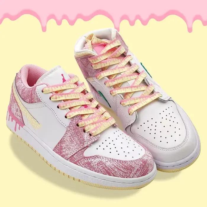 Fleur colorée Ins chaussures cordes Af1 lacets de crème glacée pour baskets canard Mandarin poudre v