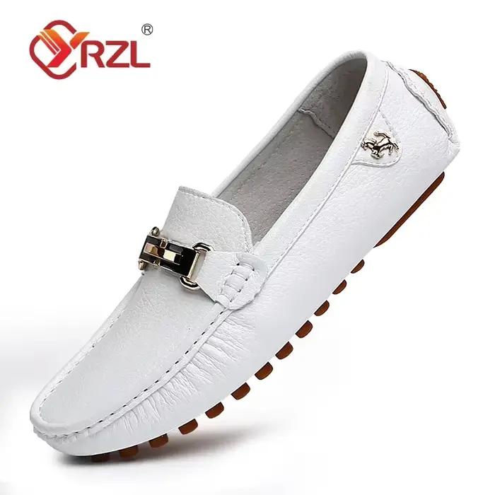 YRZL chaussures hommes mocassins en cuir PU faits à la main chaussures plates de conduite décontract