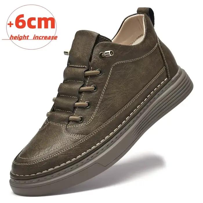 Marque peau de vache en cuir véritable rehaussant chaussures ascenseur chaussures hauteur augmenter 