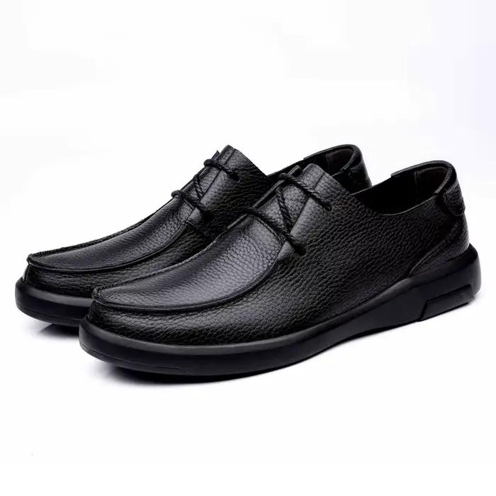 Chaussures en cuir décontractées pour hommes, mocassins plats à enfiler, chaussures d'affaires de ma