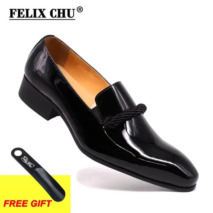 Chaussures habillées pour hommes, taille 7-13, mocassins en cuir verni noir, chaussures formelles de