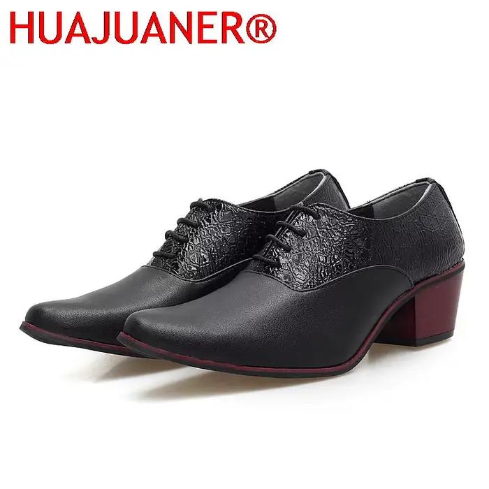 HUAJUANER-Chaussures classiques en cuir à talons hauts pour hommes, chaussures de luxe pour marié, m