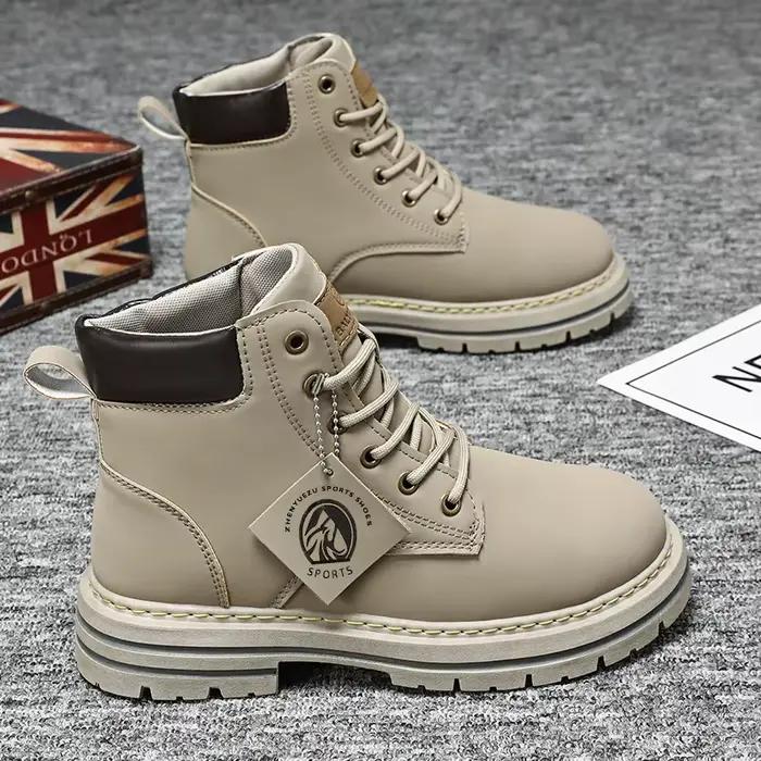 Bottes hautes chaussures en cuir pour hommes mode moto bottines pour hommes bottes d'hiver homme cha