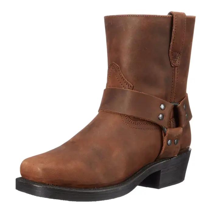 Bottes d'équitation pour hommes rétro Rivets talons hauts bottes occidentales bottes de moto pour ho