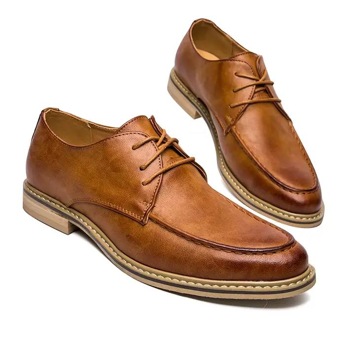 Chaussures derby en cuir à l'offre elles souples pour hommes, chaussures pointues pour mariage, robe