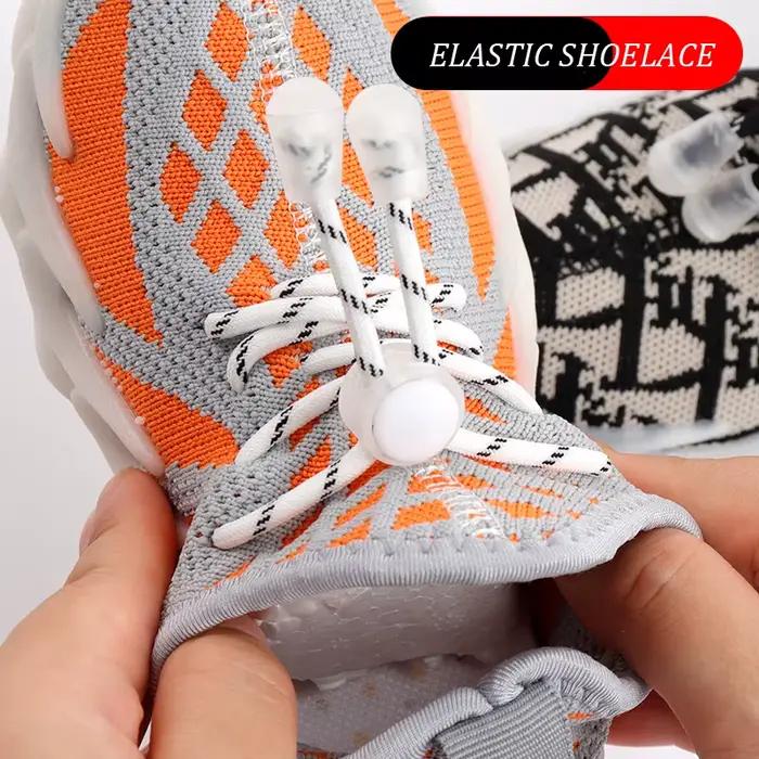Lacets élastiques à verrouillage rond baskets pour enfants lacets sans attaches lacets sans cravate 