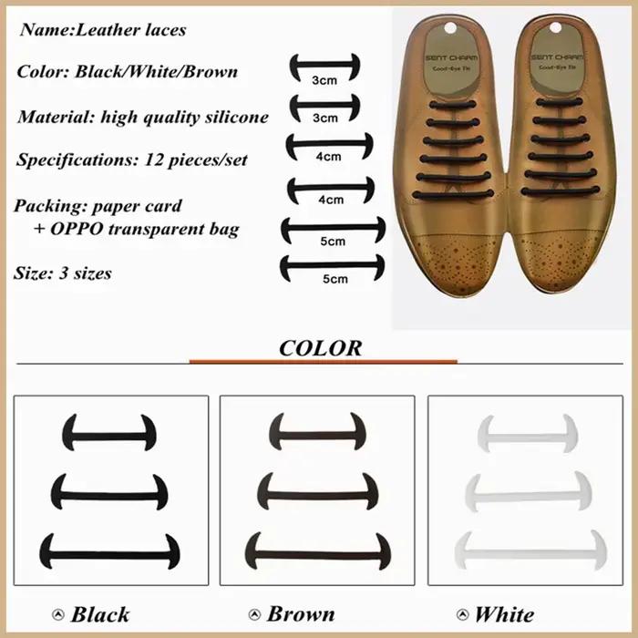 12 pièces lacets de chaussures extensibles sans cravate lacets en Silicone lacets élastiques baskets