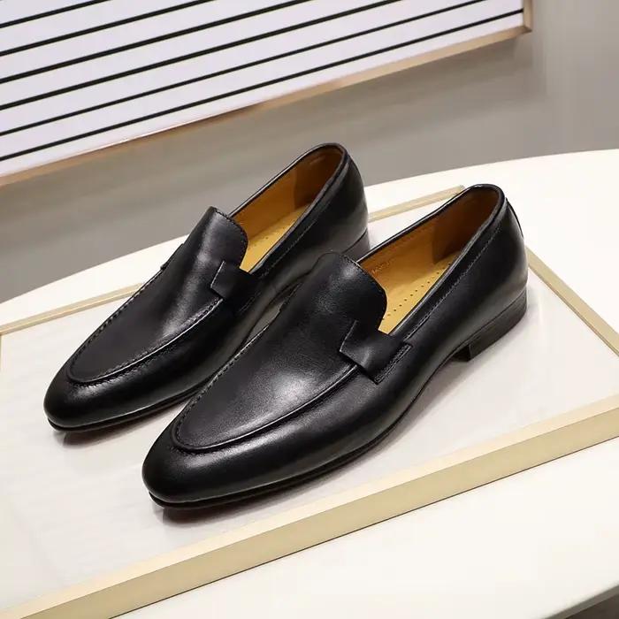 Mocassins pour hommes, Style automne et été, pour fête de mariage, danse, noir, marron, cuir véritab