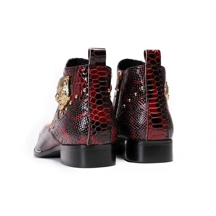 Bottes de rinçage en cuir véritable pour hommes, bottes provoqué à enfiler, bottes pointues, style p