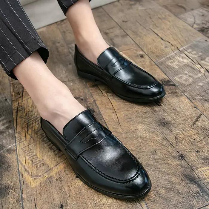 Chaussures habillées pour hommes, tendance, décontractées, en cuir, pour affaires, classiques, à enf