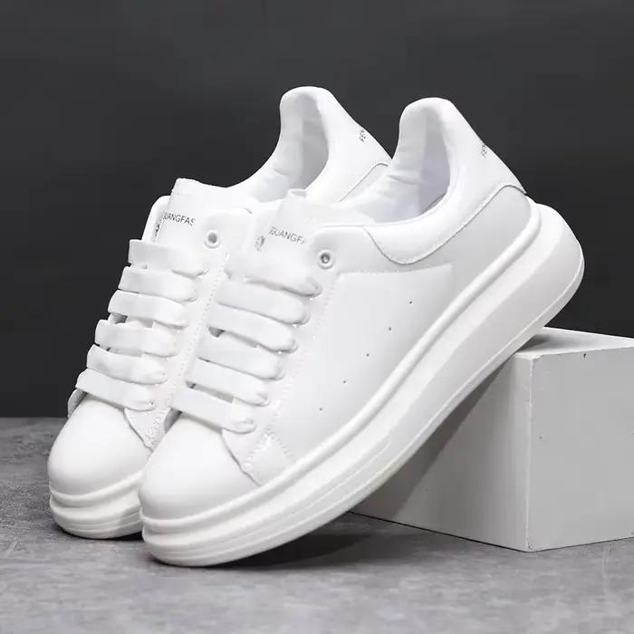 Chaussures pour hommes de marque, noires brillantes, décontractées, chaussures blanches tendance pou