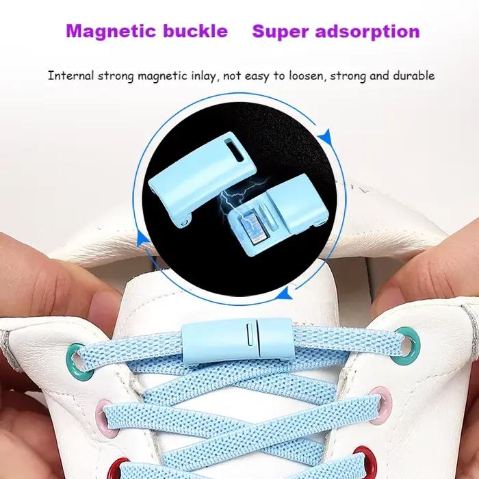 Lacets à fermeture magnétique multicolore sans attache pour chaussures de sport pour enfants et adul