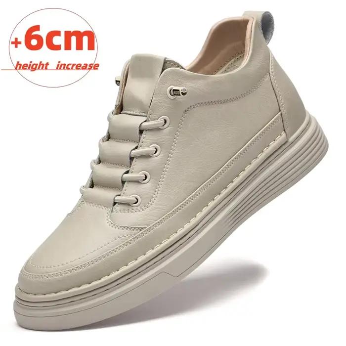 Marque peau de vache en cuir véritable rehaussant chaussures ascenseur chaussures hauteur augmenter 