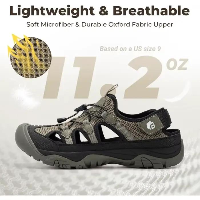 FitVille Sandales pour hommes à largeur large, à bout fermé, pour la randonnée et la natation, avec 