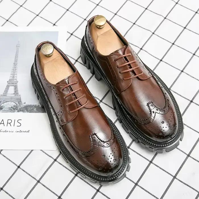 Printemps hommes d'affaires formel à semelles épaisses à lacets Oxford chaussures de luxe hommes cha