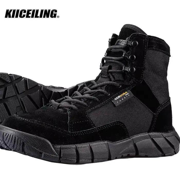 KIICEILING 208D, cuir de vache, bottes pour hommes, bottes tactiques de combat dans le désert, chaus