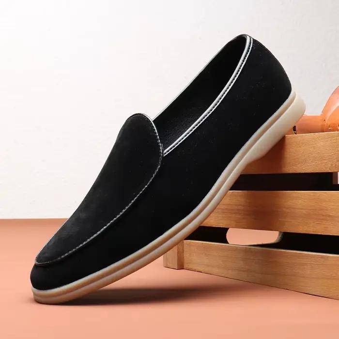 Mocassins en Daim pour Homme, Chaussures en Cuir, Décontractées, Loisirs, Bureau, Confortables, à En