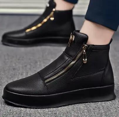 Bottes de rinçage en cuir blanc pour hommes, chaussures de skateboard, chaussures de sport à platefo