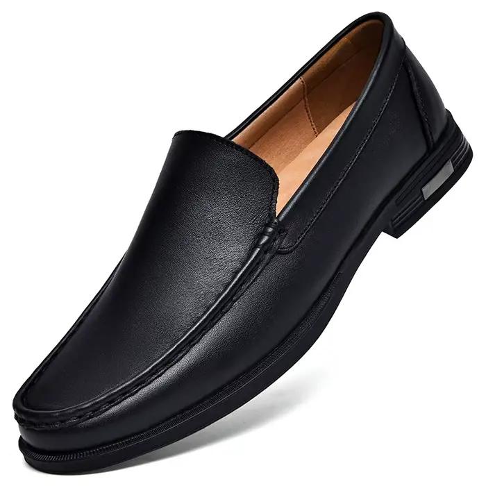 Chaussures d'affaires de marque de luxe chaussures classiques en cuir marron mocassins à talons bas 