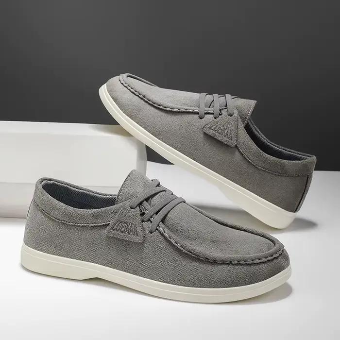 Mocassins en daim pour hommes, chaussures décontractées souples à enfiler, légères, pour la marche e