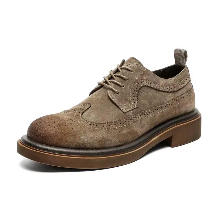 Brogue-Chaussures en cuir véritable pour hommes, style rétro classique, loisirs en plein air, fête d