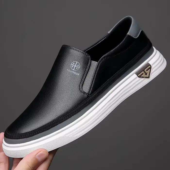 Nouvelles baskets décontractées en cuir véritable pour hommes 2025, mode printemps-été, chaussures b